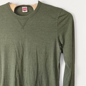 Homage Mens Long Sleeve Crewneck T-Shirt Olive Green Tri-Blend Made in USA Large